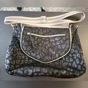 Stella & Dot Lady Boss Shoulder Bag Black Leopard Print
